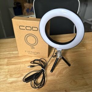 Codi - 6" LED Ring Light W/ Small Tripod Stand Warm, Blue and Neutral Light NEW
